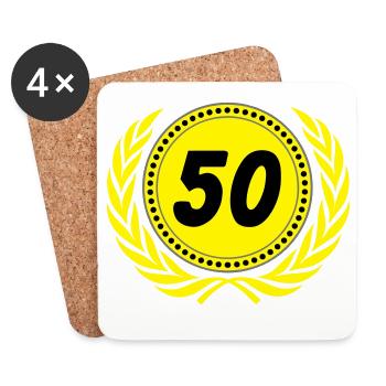 50th Birthday, 50th Anniversary Laurel Wreath(25) - Coasters (set of 4) - white - Front