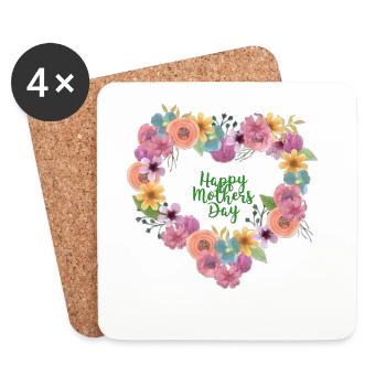 Blumenherz Muttertagsdesign - Untersetzer (4er-Set) - Weiß - Vorne