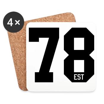 Zahlendesign 78 – EST Sporttypografie - Untersetzer (4er-Set) - Weiß - Vorne