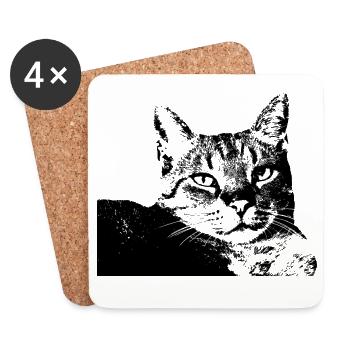 Cat Kitten Cat Shirt Gift - Coasters (set of 4) - white - Front
