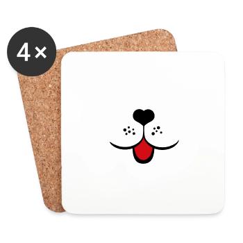 chien visage chiens museau langue coeur nez de chien - Dessous de verre (lot de 4) - blanc - Devant
