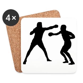 Entraînement de combat de boxe - Dessous de verre (lot de 4) - blanc - Devant
