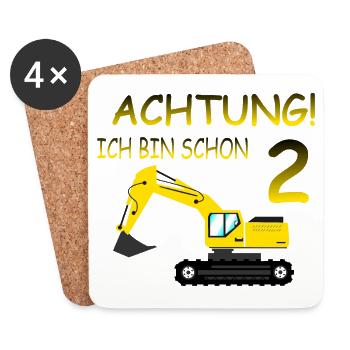 Bagger - Untersetzer (4er-Set) - Weiß - Vorne