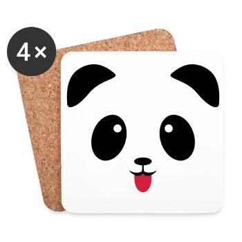 Panda face tongue - Coasters (set of 4) - white - Front