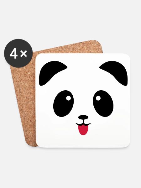 Panda face tongue - Coasters (set of 4) - white