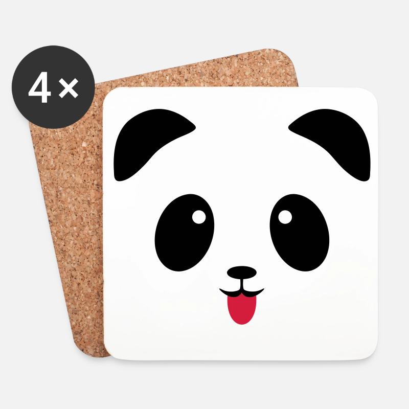 Panda face tongue - Coasters (set of 4) - white