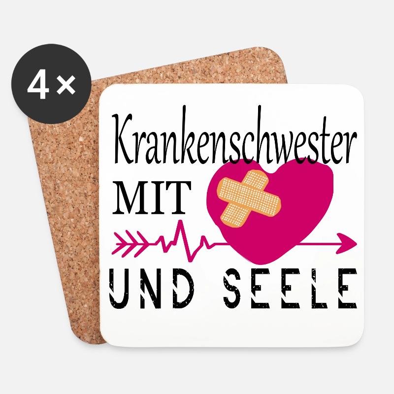Krankenschwester mit Herz - Untersetzer (4er-Set) - Weiß