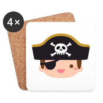 Süße Piraten junge mit Jolly Roger Captain Hut - Untersetzer (4er-Set) - Weiß - Vorne