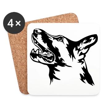 Deutscher Schäferhund Kopf - Untersetzer (4er-Set) - Weiß - Vorne