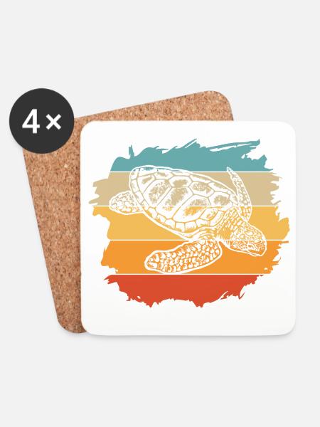 Schildkröte - Untersetzer (4er-Set) - Weiß