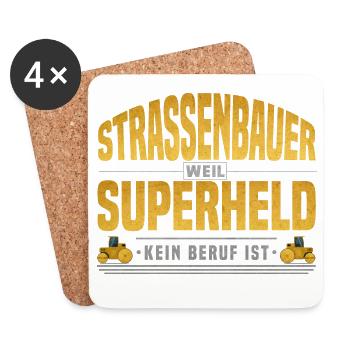 Strassenbauer Superheld - Untersetzer (4er-Set) - Weiß - Vorne