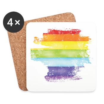 Pride Brush Rainbow - Coasters (set of 4) - white - Front