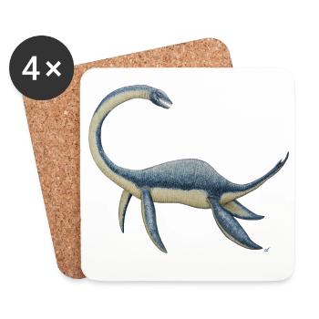 Dinosaure Plesiosaurus - Dessous de verre (lot de 4) - blanc - Devant