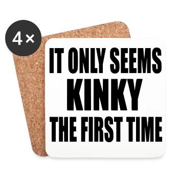 It only feels first time kinky, feels kinky # - Coasters (set of 4) - white - Front