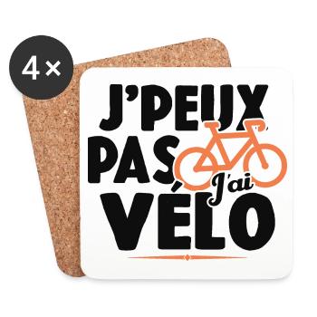 Je Peux Pas J'ai Vélo Cadeau Cycliste - Dessous de verre (lot de 4) - blanc - Devant