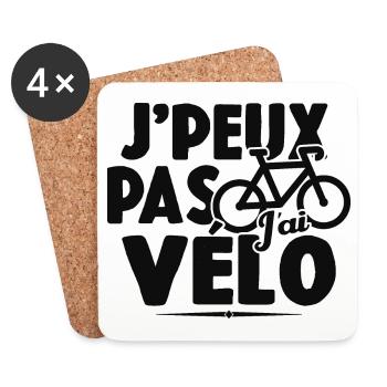 Je Peux Pas J'ai Vélo Cadeau Cycliste - Dessous de verre (lot de 4) - blanc - Devant
