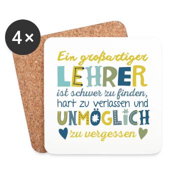 Großartiger Lehrer - Untersetzer (4er-Set) - Weiß - Vorne