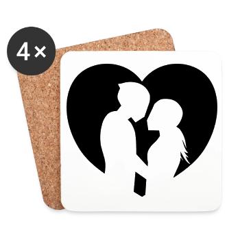 Bikercouple Couples Motorcycle Motorcycling - Coasters (set of 4) - white - Front