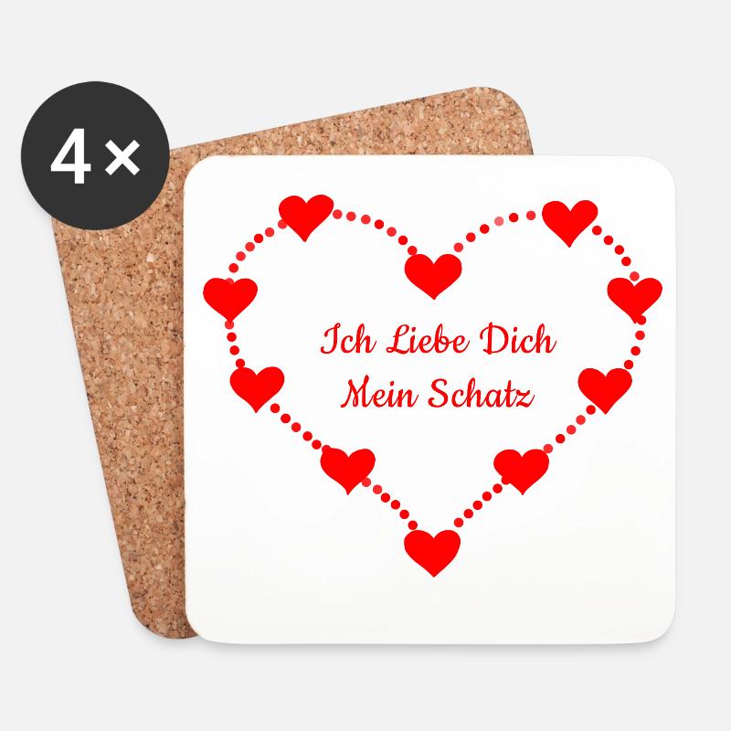Herz mit Liebesbotschaft für Partner - Untersetzer (4er-Set) - Weiß