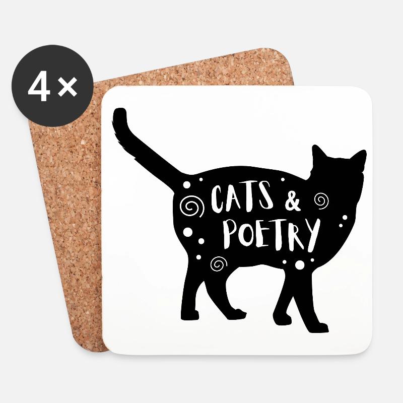 Katzen & Poesie - Untersetzer (4er-Set) - Weiß