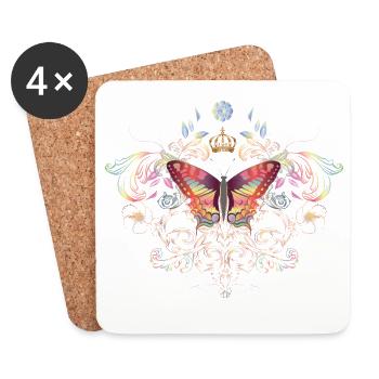 imaginative butterfly with crown - Coasters (set of 4) - white - Front