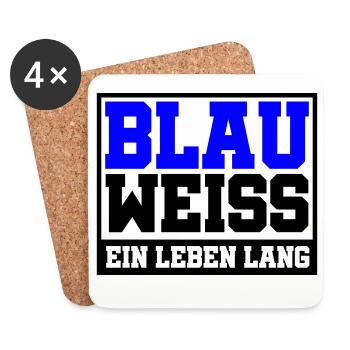 Blau Weiss ein Leben Lang | Farben änderbar - Untersetzer (4er-Set) - Weiß - Vorne