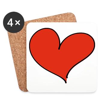 Cœur / Amour - Dessous de verre (lot de 4) - blanc - Devant