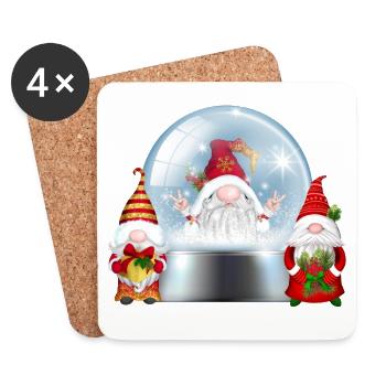 Boule à neige Santa Gnomes Cheer - Dessous de verre (lot de 4) - blanc - Devant