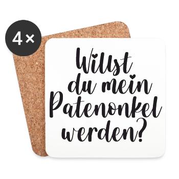 Patenonkel Frage Geschenk Pate Onkel - Untersetzer (4er-Set) - Weiß - Vorne