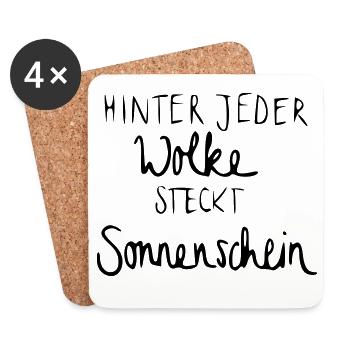 Hinter jeder Wolke steckt Sonnenschein - Untersetzer (4er-Set) - Weiß - Vorne