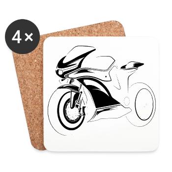 Motorcycle Illustration Icon Graphic Icon Logo - Coasters (set of 4) - white - Front