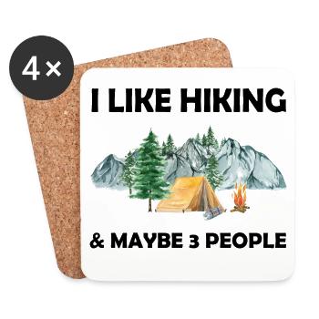 Ich liebe es zu wandern und vielleicht 3 Leute - Untersetzer (4er-Set) - Weiß - Vorne