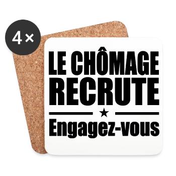 Le Chômage Engagez-vous humour - Dessous de verre (lot de 4) - blanc - Devant