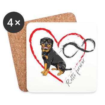 Rotti Love forever - Coasters (set of 4) - white - Front