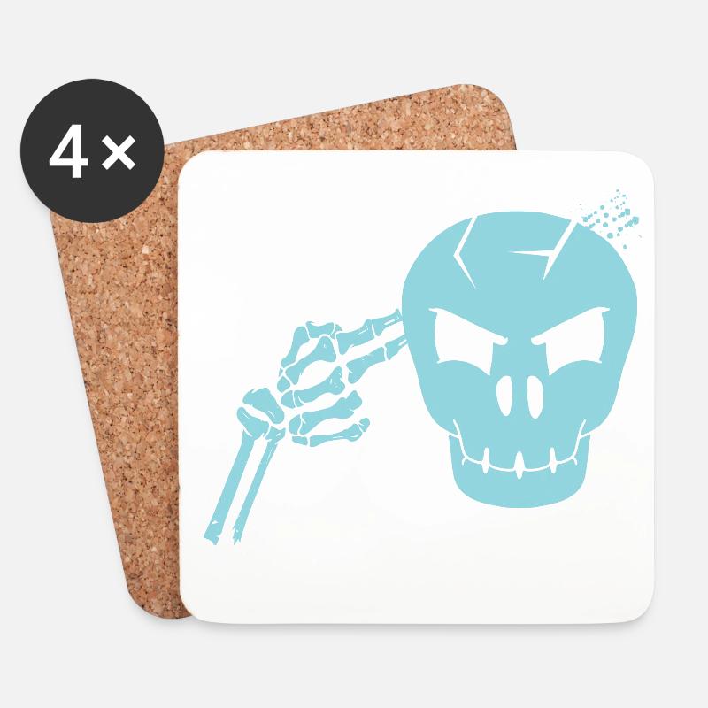 Totenkopf Kopfschuss - Untersetzer (4er-Set) - Weiß