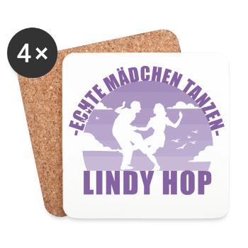 Echte Mädchen tanzen Lindy Hop Geschenk - Untersetzer (4er-Set) - Weiß - Vorne