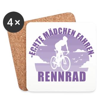 Echte Mädchen fahren Rennrad! Fahrrad Geschenk - Untersetzer (4er-Set) - Weiß - Vorne