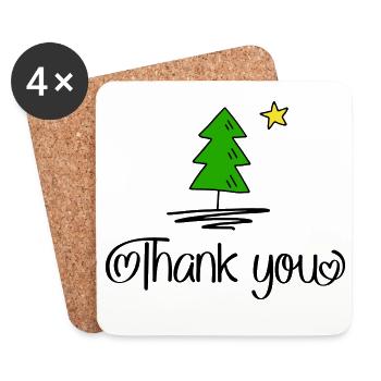 Merci pour Noël - Dessous de verre (lot de 4) - blanc - Devant