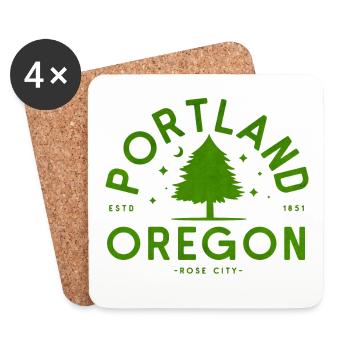 Portland Grüner Baum Logo - Untersetzer (4er-Set) - Weiß - Vorne