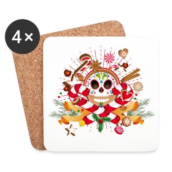 Gingerbread Man Sugar Skull Decor pour Noël - Dessous de verre (lot de 4) - blanc - Devant