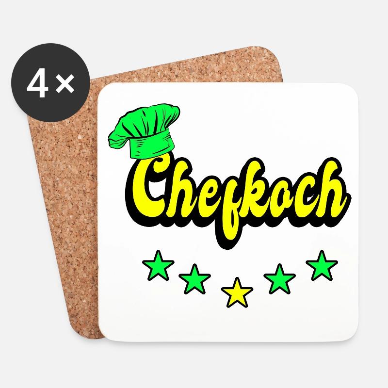 Chefkoch Design - Untersetzer (4er-Set) - Weiß