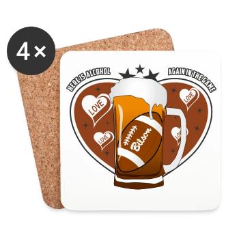 Football et bière - Dessous de verre (lot de 4) - blanc - Devant