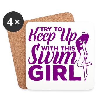 Nageuses filles - Dessous de verre (lot de 4) - blanc - Devant