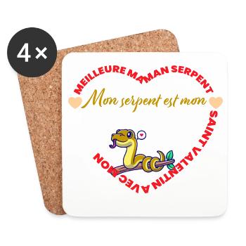 Mon serpent est mon Valentin - Dessous de verre (lot de 4) - blanc - Devant