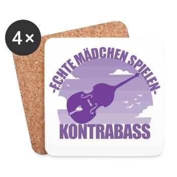 Kontrabass Instrument Musikerin Mädchen Geschenk - Untersetzer (4er-Set) - Weiß - Vorne