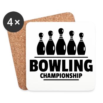 bowling, fan de bowling, club de bowling - Dessous de verre (lot de 4) - blanc - Devant
