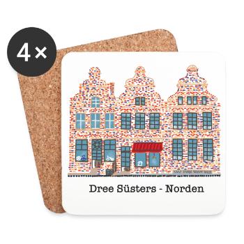 Norden, Ostfriesland, Wahrzeichen Drei Schwestern - Untersetzer (4er-Set) - Weiß - Vorne