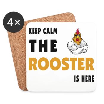 Keep Calm The Rooster Is Here - Coasters (set of 4) - white - Front