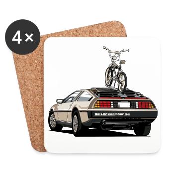 Delorean with old school 80s BMX on the rear - Coasters (set of 4) - white - Front