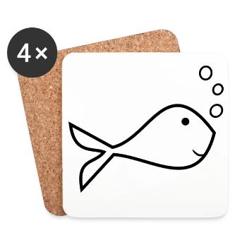 SARDINE. FISCH. APRILSCHERZ. OSTERN. MEER - Untersetzer (4er-Set) - Weiß - Vorne